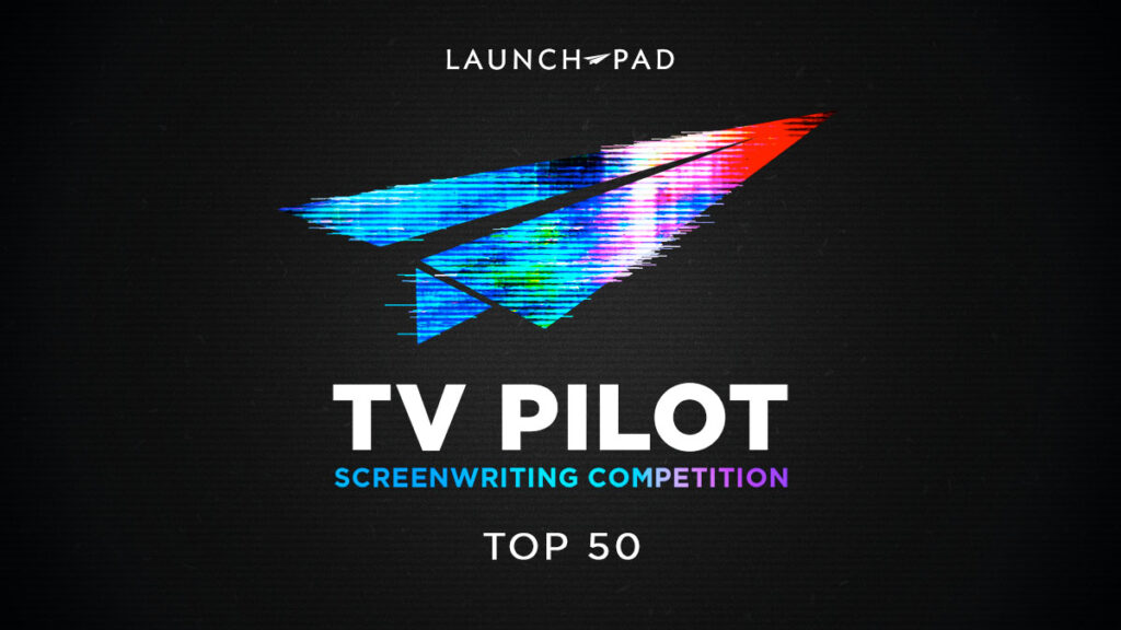 launch pad tv pilot top 50 graphic blue and red paper airplane on black background